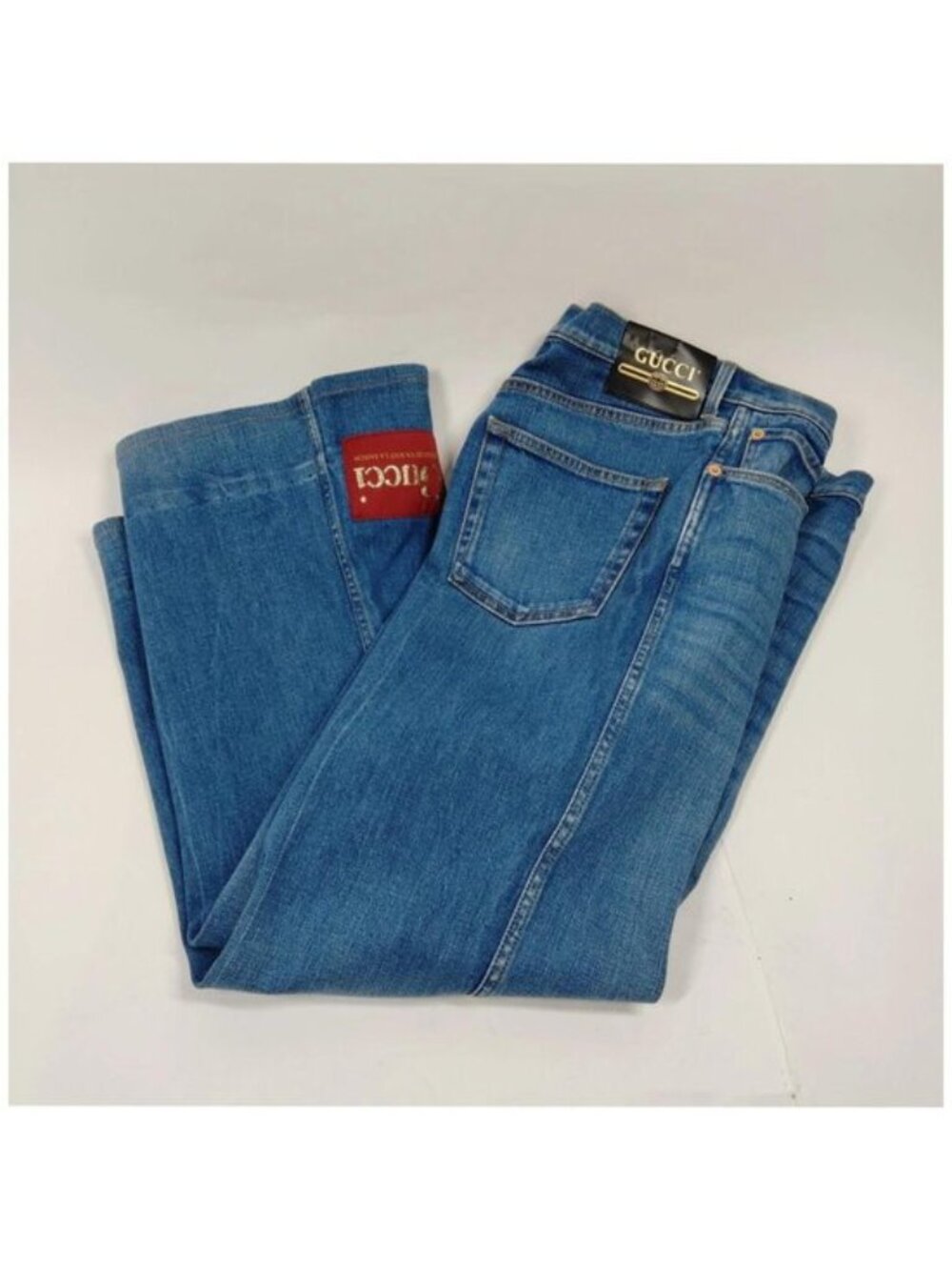 Authentic Gucci Blue Denim Flared Jeans Luxury Designer - Picture 5 of 10
